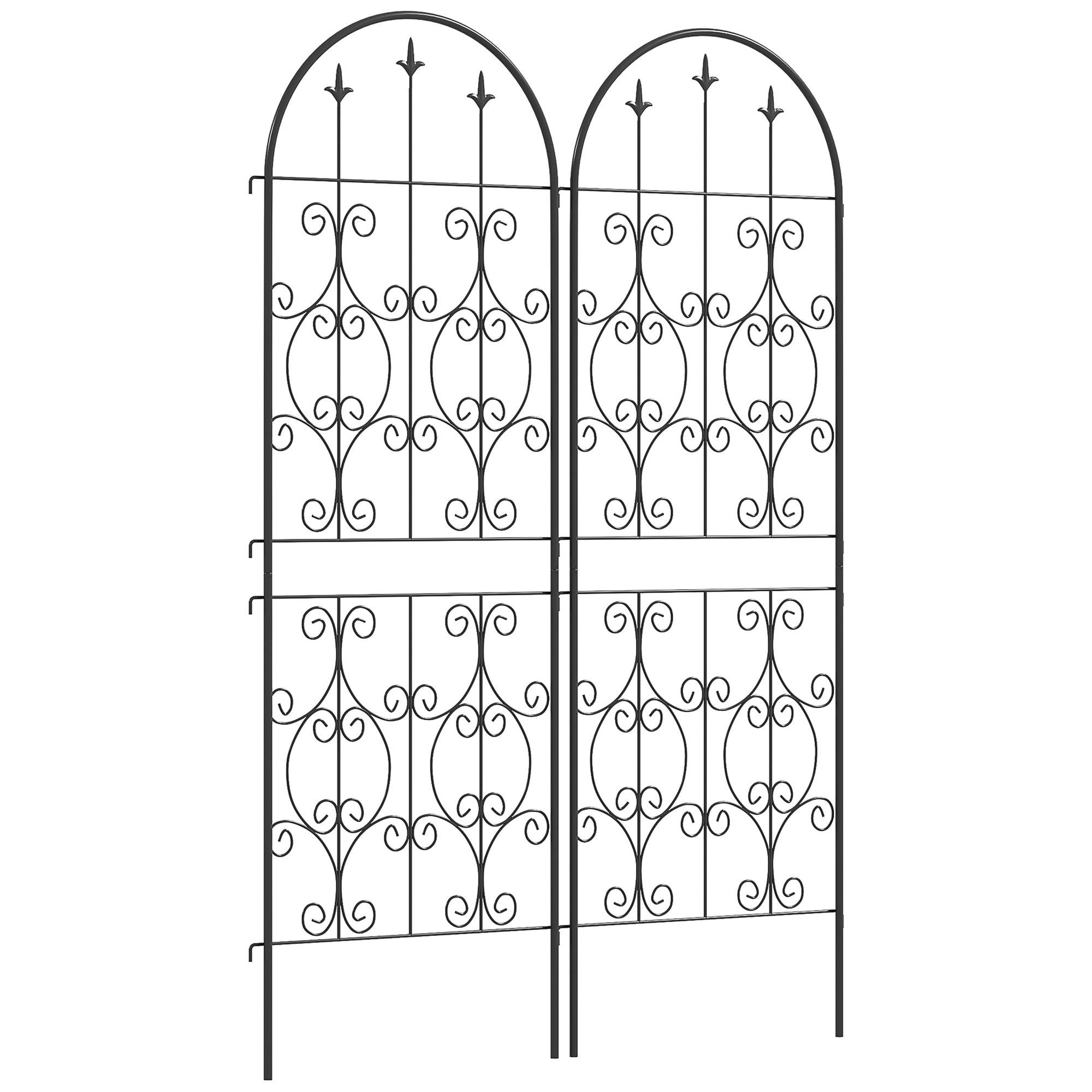 Set of 2 Garden Trellis Decorative Scrollwork 150 x 50 cm Metal