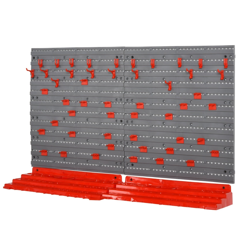 Pegboard Tool Organizer 54-Piece On-Wall Set with 50 Pegs and 2 Shelves, Plastic
