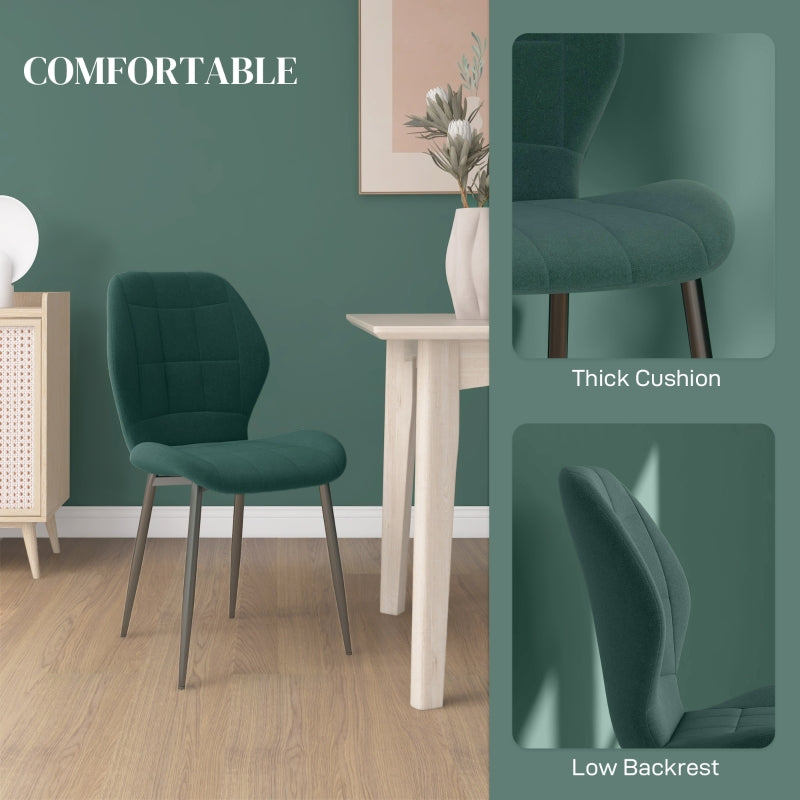 Set of Four Relaxed Tub Dining Chairs, Flannel - Green