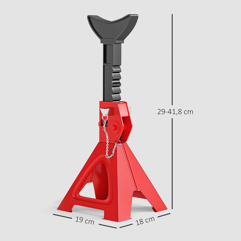 Jack Stand 3 Ton, 2 Pieces, Adjustable, Red