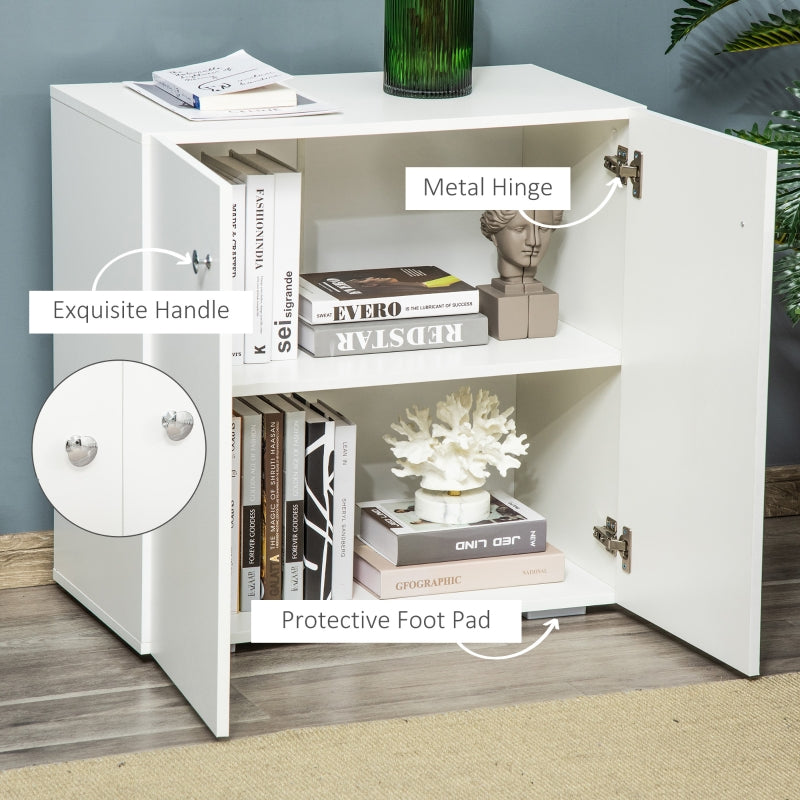 Storage Cabinet Two Shelves Sideboard Freestanding White