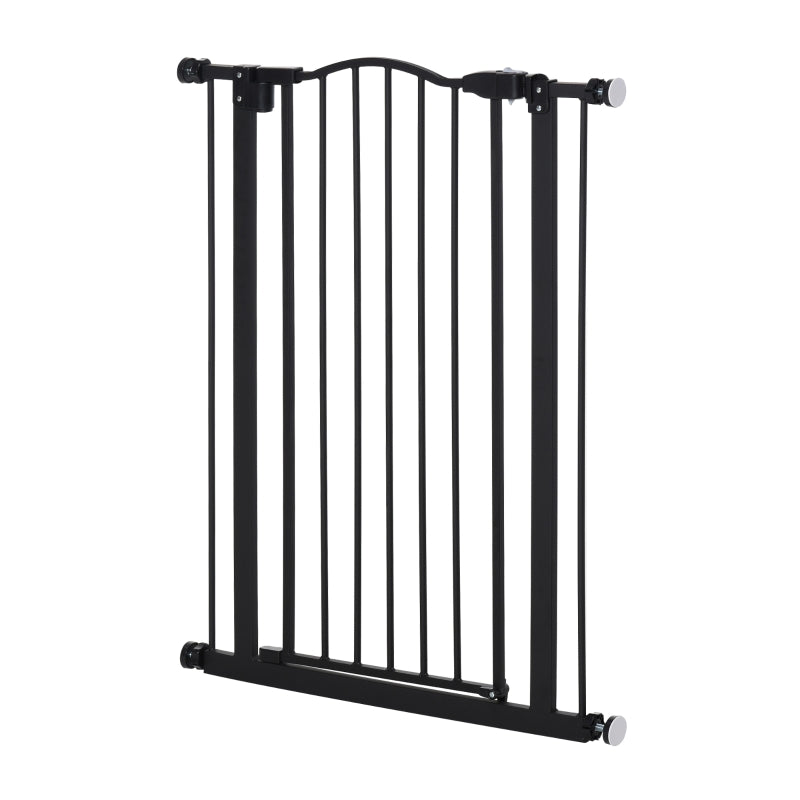 Pressure Fit Dog Stair Gate, Auto Close Adjustable 74-80cm, 94cm Tall, Black