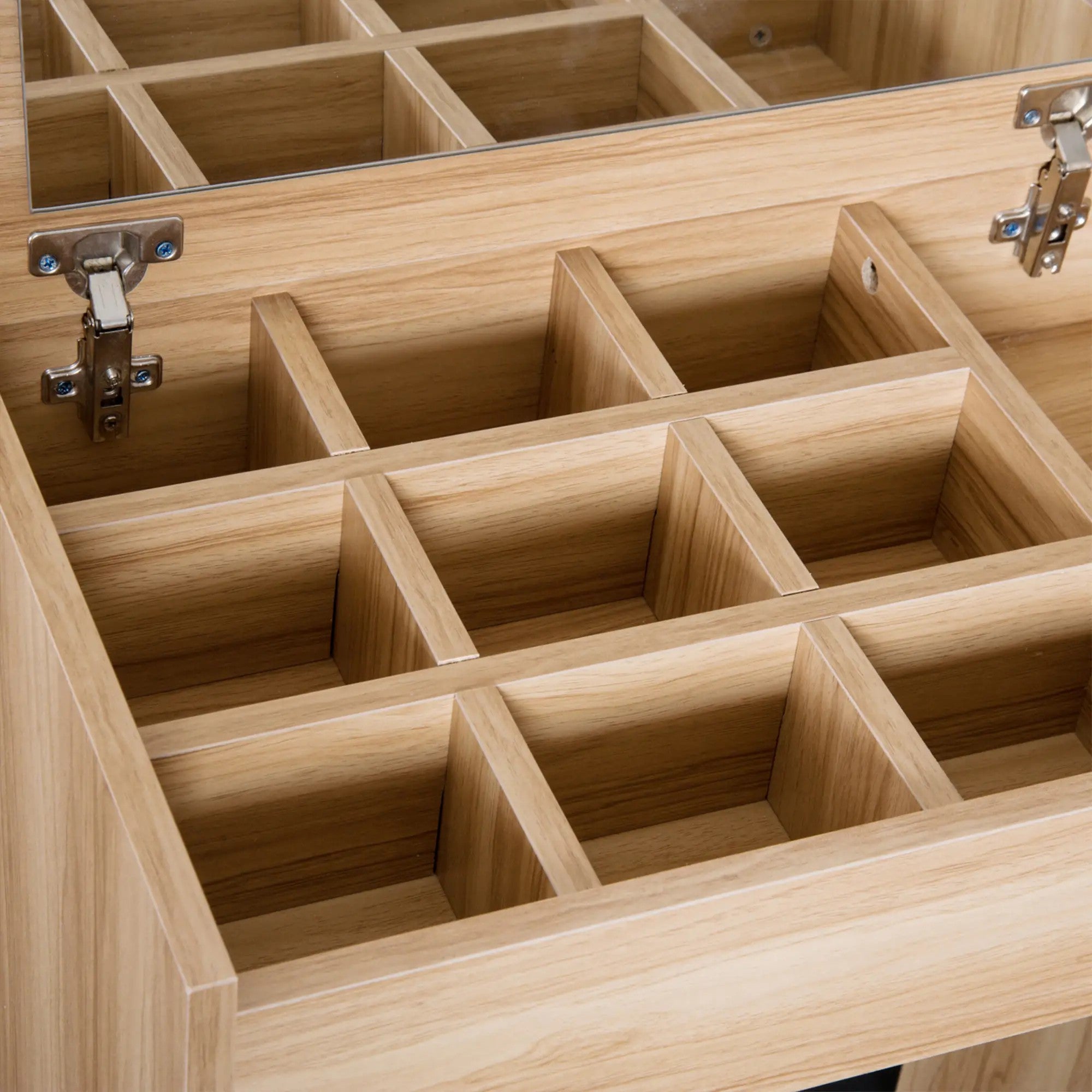 Dressing Table with Mirror and Stool, Flip Up Mirror Storage Padded Seat, Wood