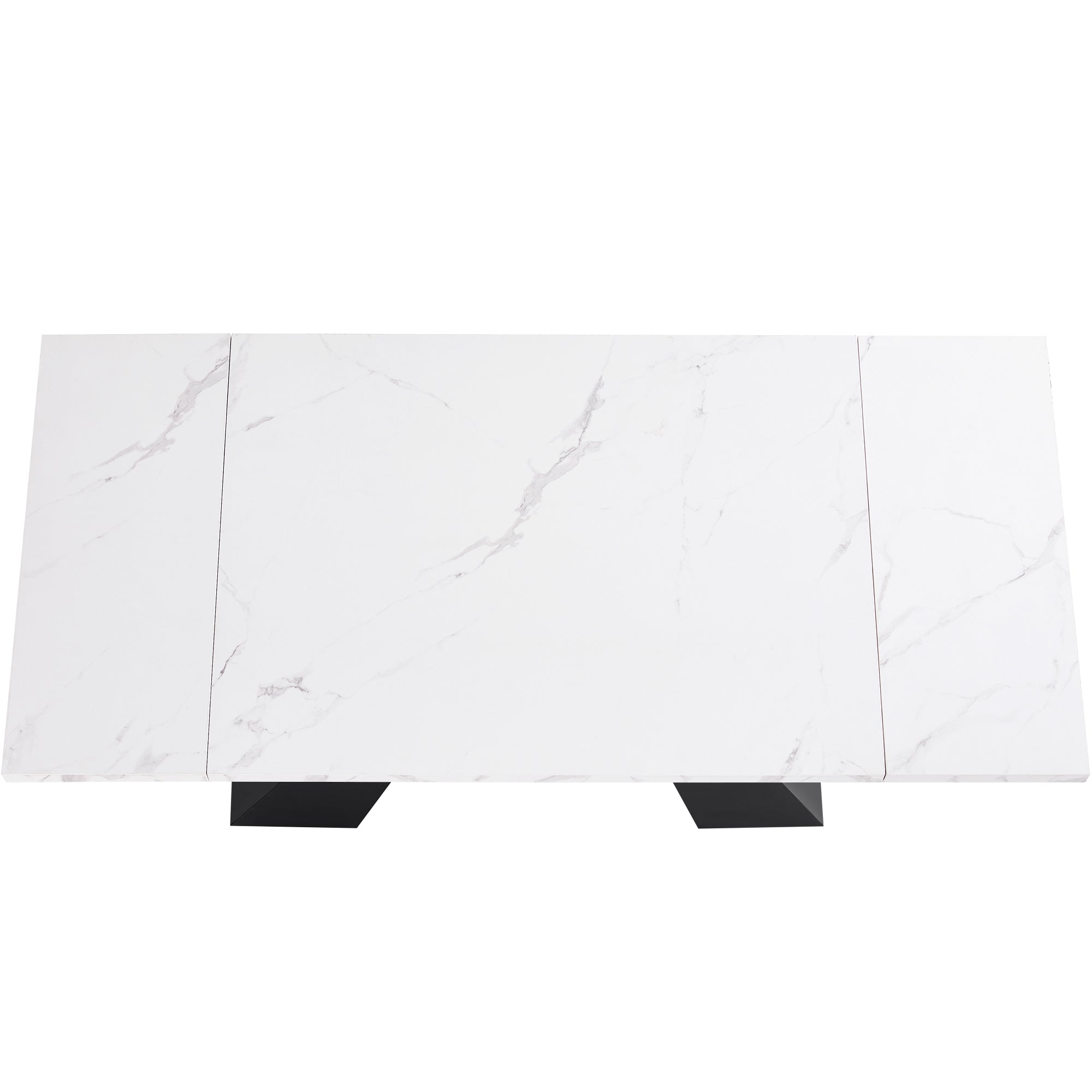 Extendable Dining Table Telescopic 99-159cm Space-Saving Pedestal Legs - White