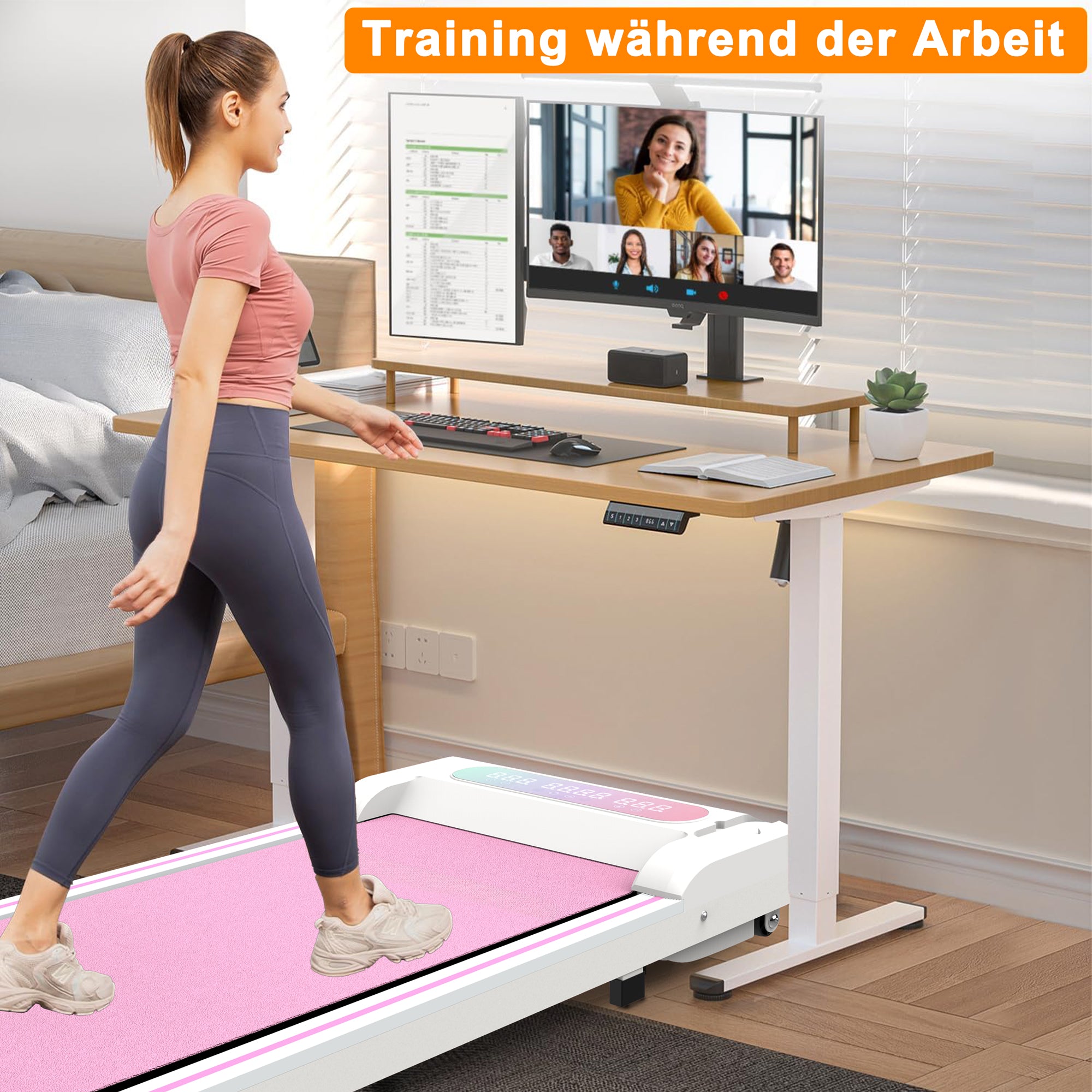 Foldable Treadmill Walking Pad Desk, 2.5 HP Motor 8km/h, Mini