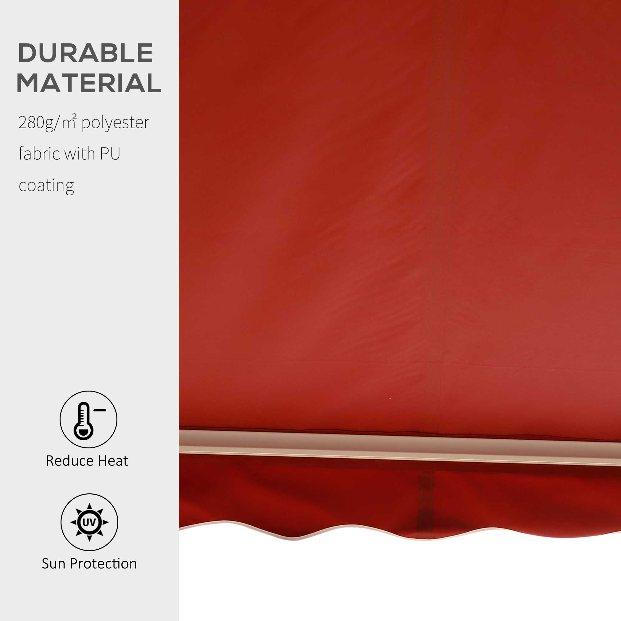 Manual Retractable Patio Awning Shelter, UV Protection 2.5x2m