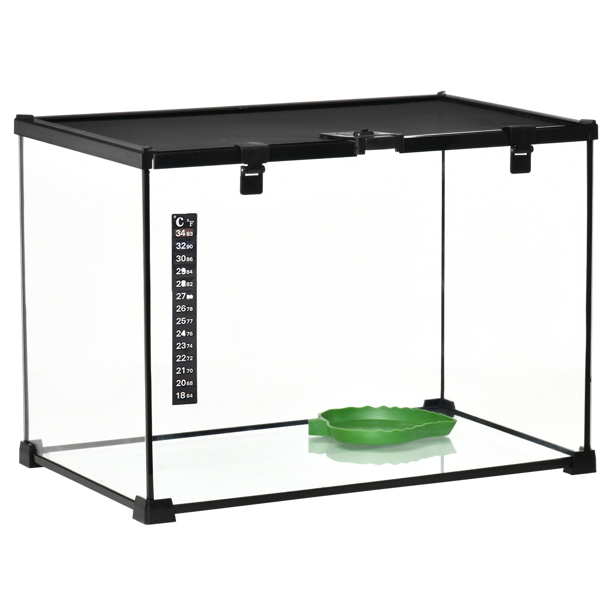 Terrarium, Glass Feeding Box for Reptiles, Metal