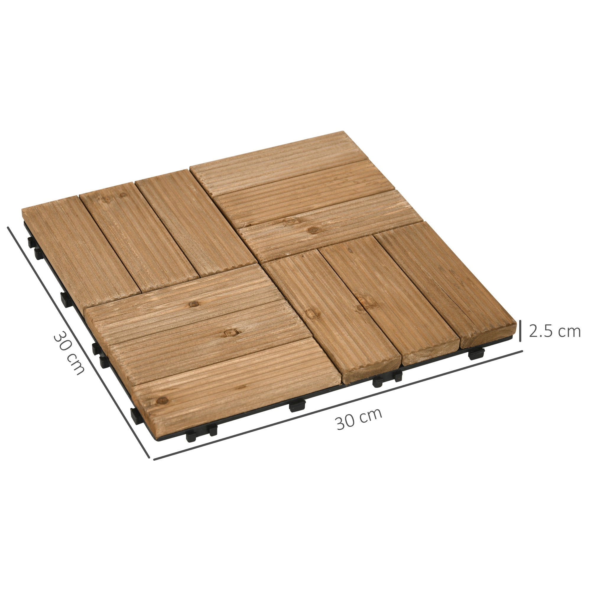 Wooden Interlocking Decking Tiles, Outdoor Flooring for Patio, Balcony, 27 Pcs, Brown