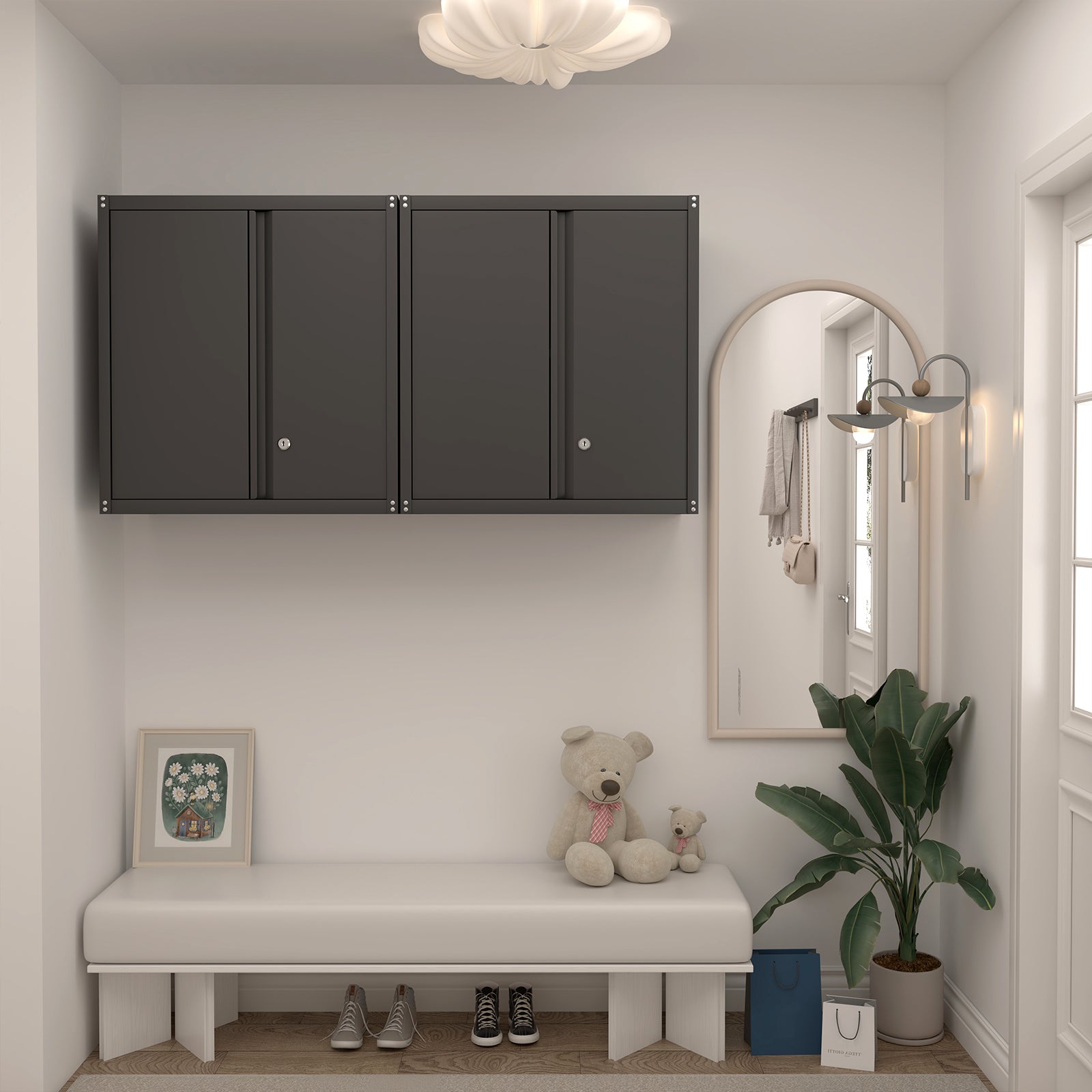 Metal Storage Cabinet 2-Door Adjustable Shelves - Steel