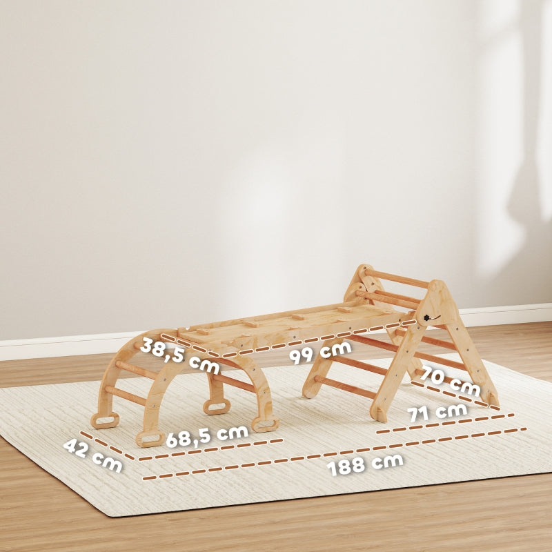 7-in-1 Climbing Frame Foldable Slide Arch Ladder - Wood