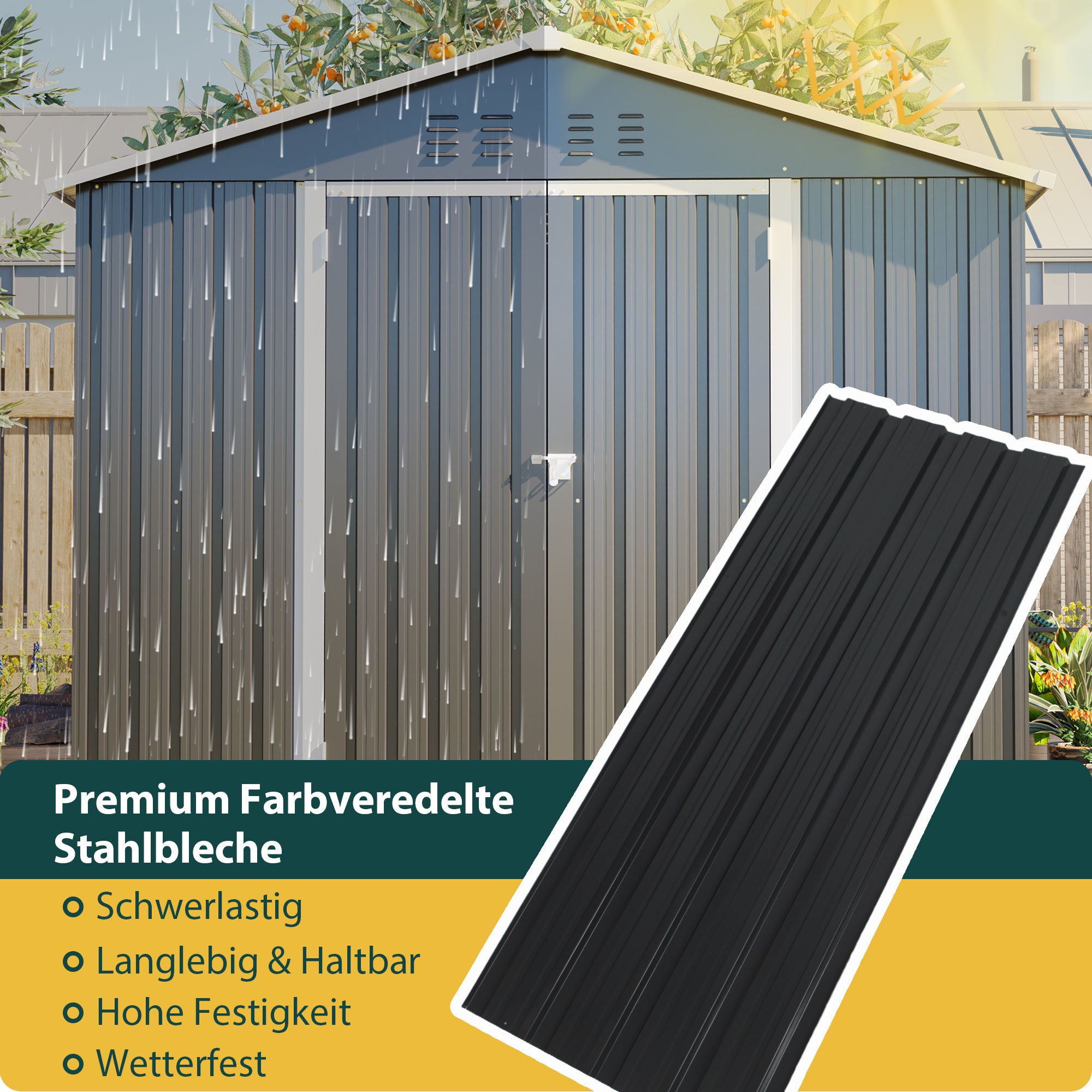 Garden Shed/Tool Shed 240x192.3x191 cm Sliding Door Lockable Metal