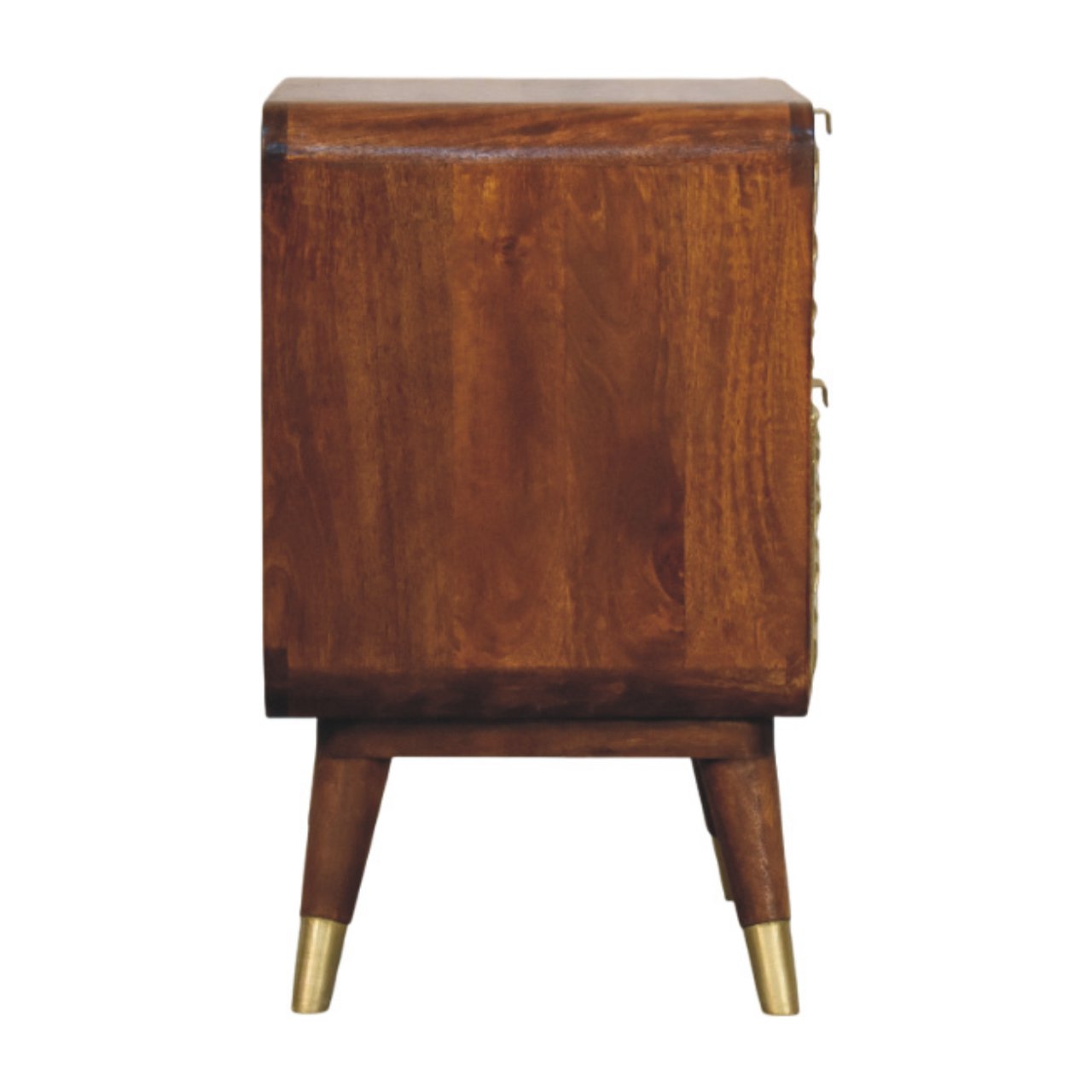 Solid Wood Avora Nightstand, 2 Drawers, Gold and Dark Brown
