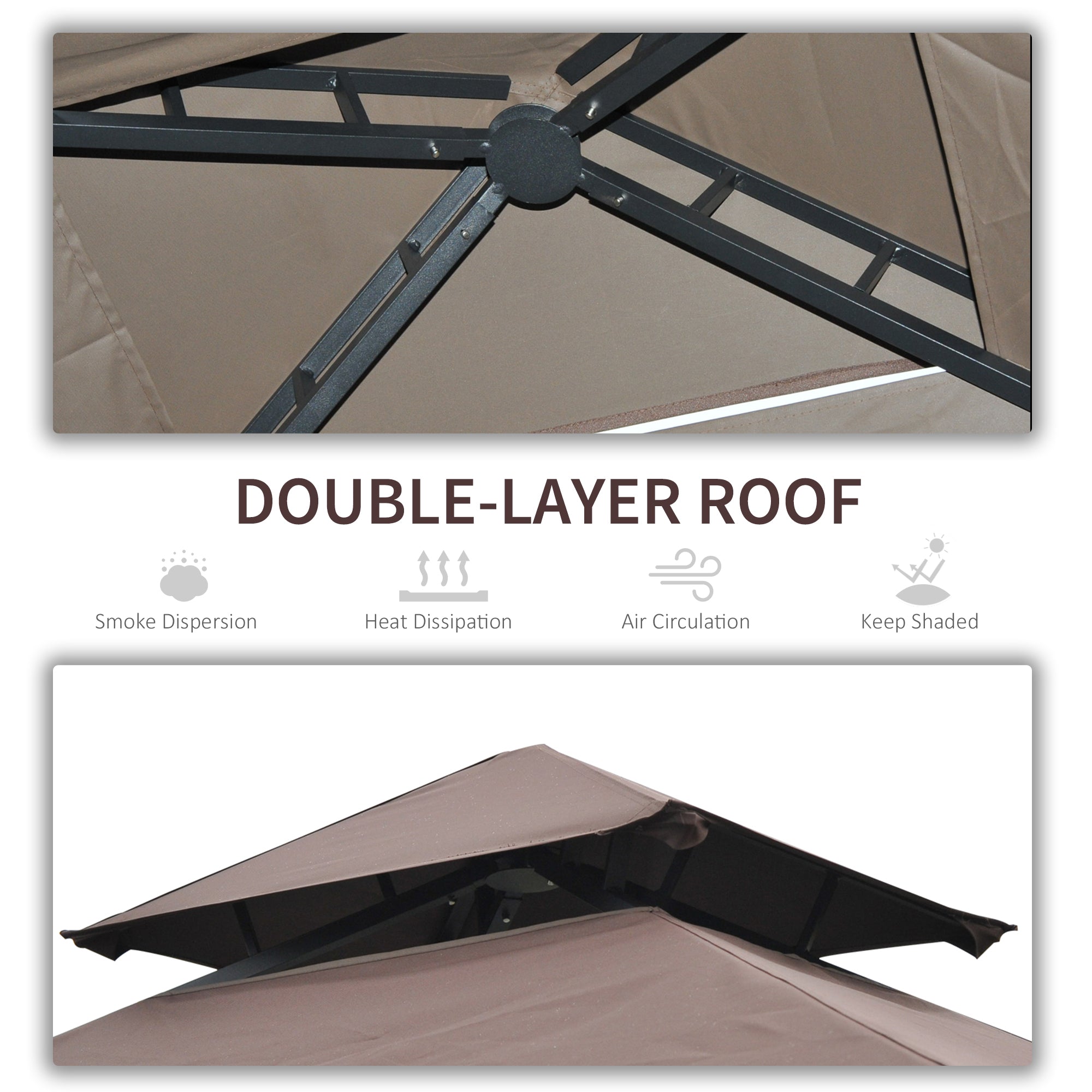 BBQ Tent Canopy 2.5 x 1.5m Outdoor Gazebo Sun Shelter - Coffee