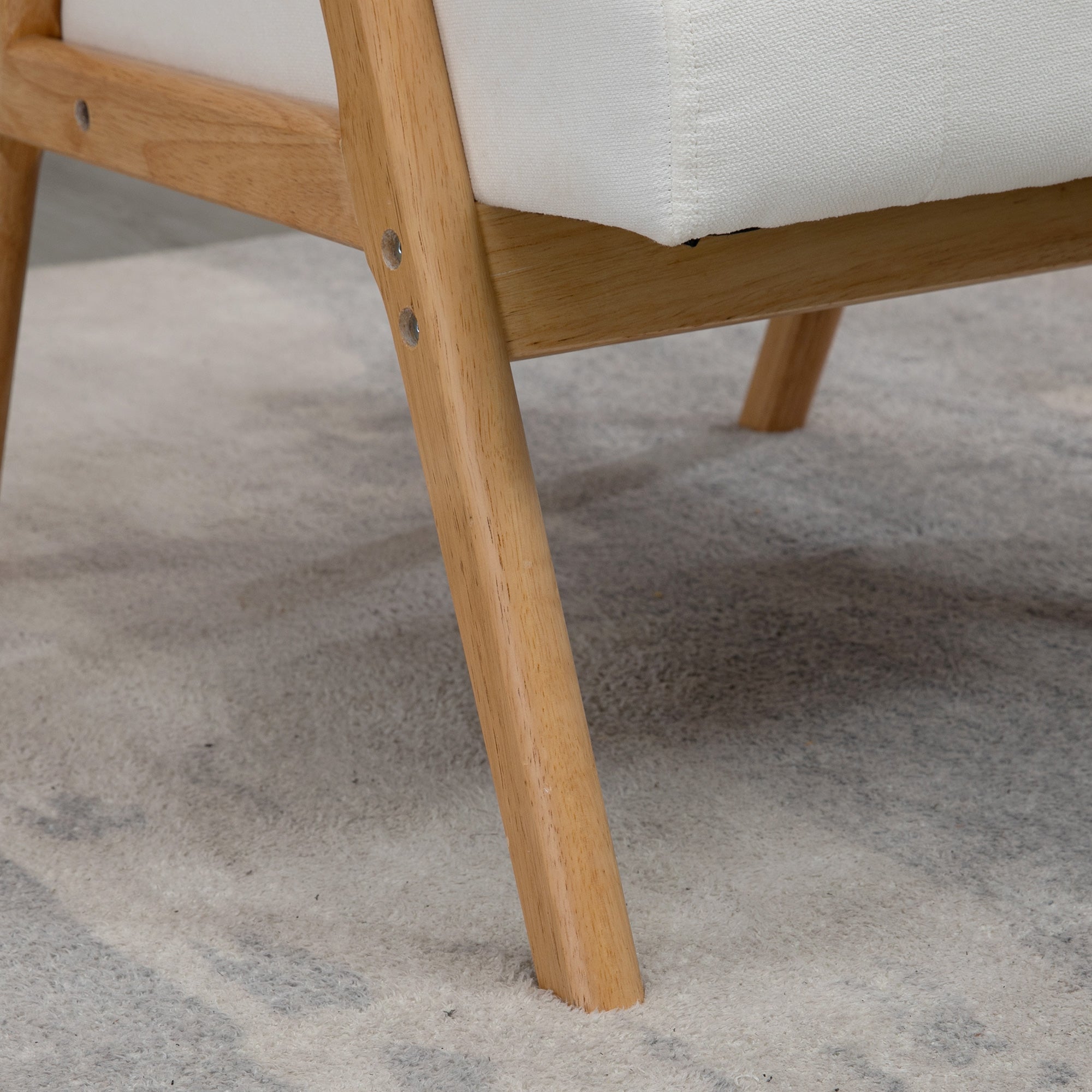 Upholstered Armchair Lounge Chair, Armrests Scandinavian Design, Cream Velvet