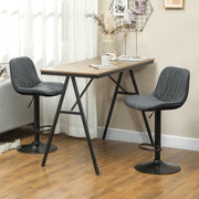 Bar Stools Set of Two Linen-Look Charcoal Grey