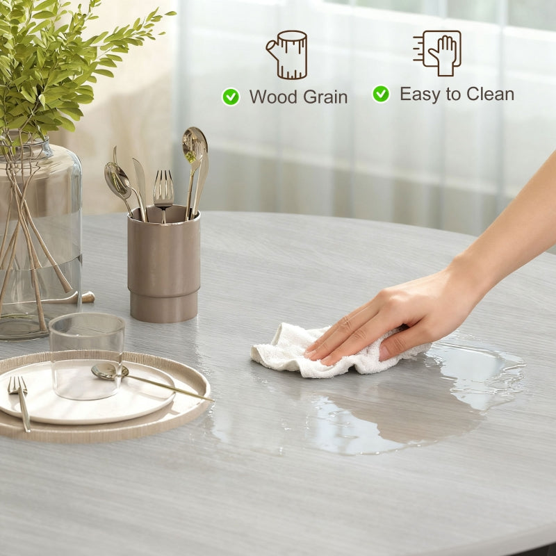 Dining Table Round Kitchen Black Legs 90 x 76 cm, Grey