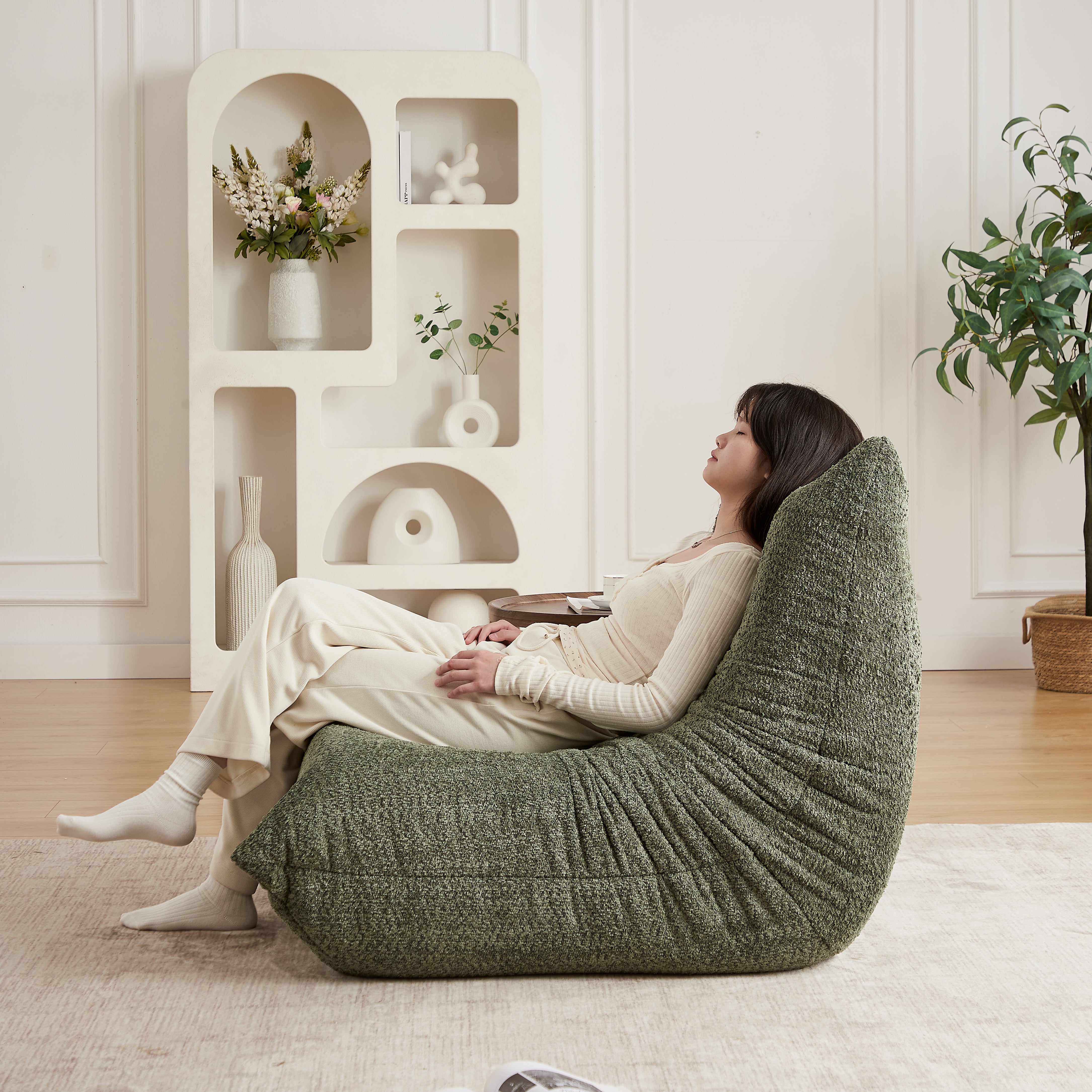 Chenille Togo Sofa, Armless Floor Lounge Chair with High-Density Memory Foam, Chenille Fabric