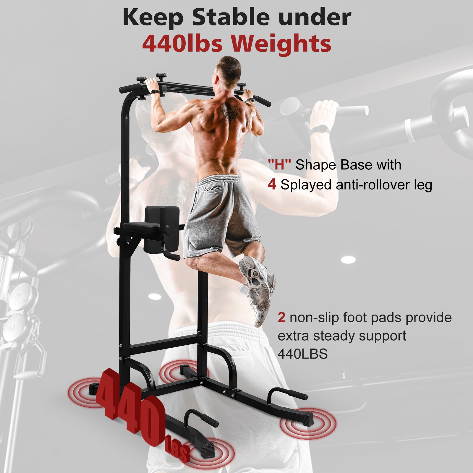 Power Tower, Pull Up Bar Workout Dip Station, Home Gym Fitness
