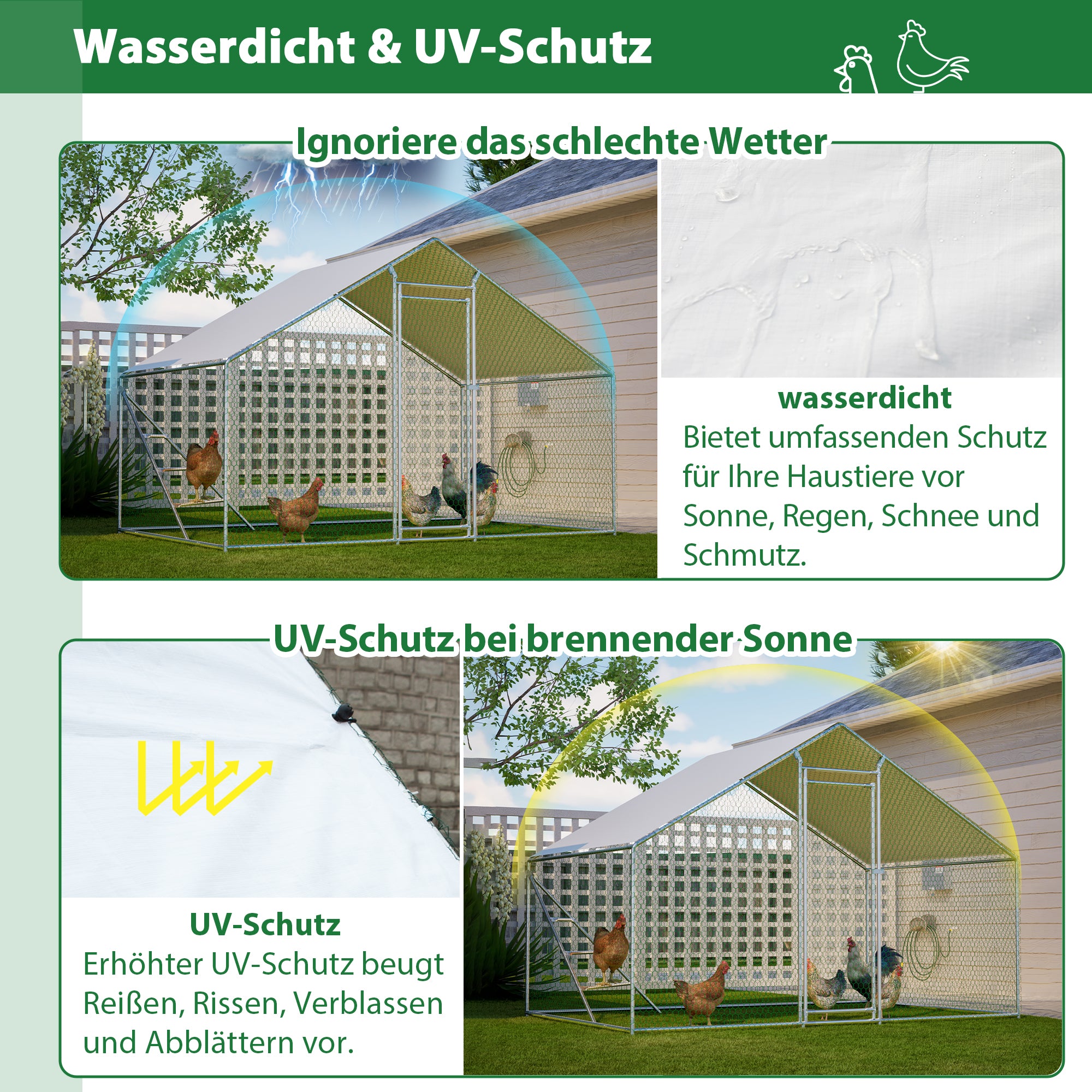 Chicken Coop Aviary 3x2m Weatherproof Metal Frame