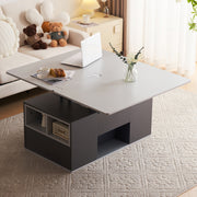Liftable Multifunctional Coffee Table Opens to 2 Tables Large Capacity - Dark Grey/Light Grey