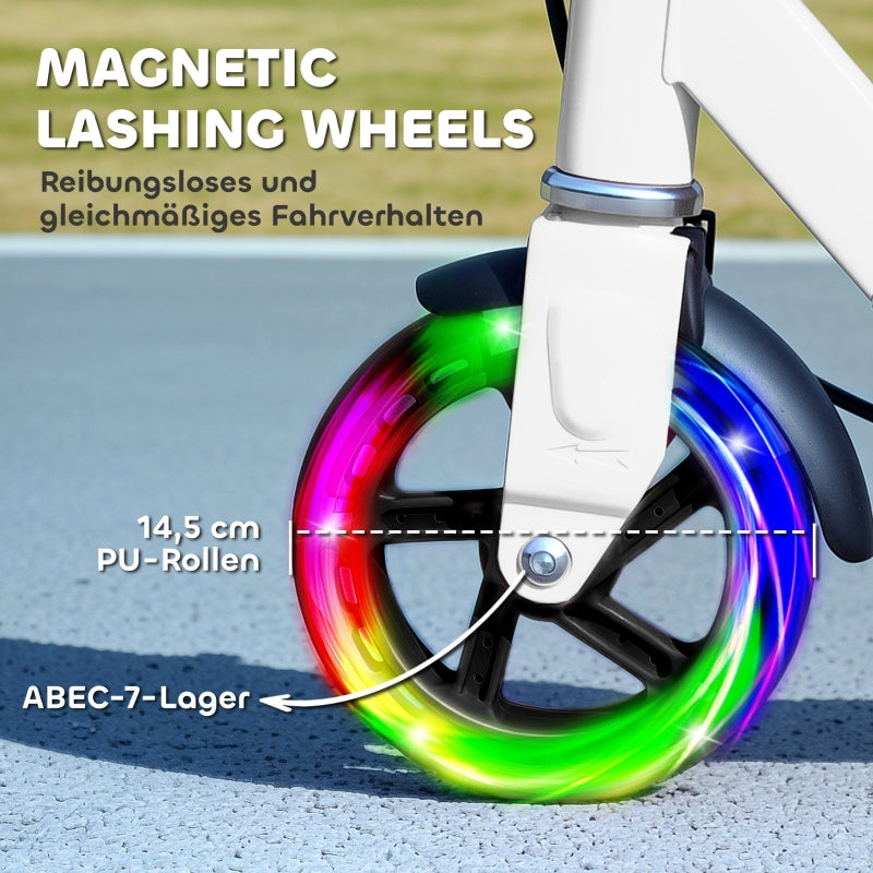 Children's Scooter with Double Brakes and Metal Frame, Foldable for Ages 3-8, White