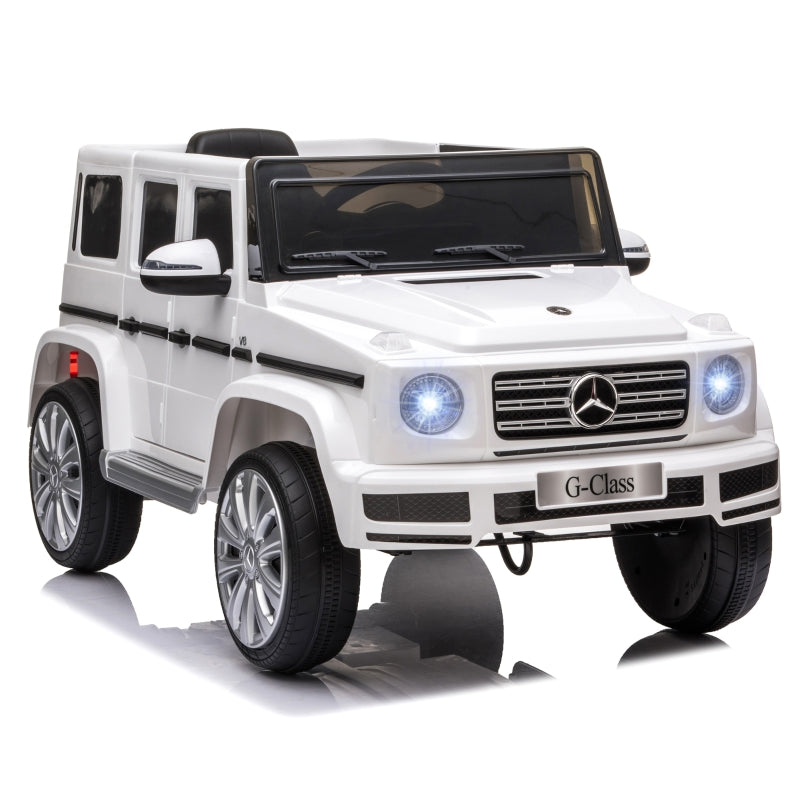 Mercedes Benz G500 Licensed 12V Kids Electric Ride On Car Toy with Remote Control, MP3, White