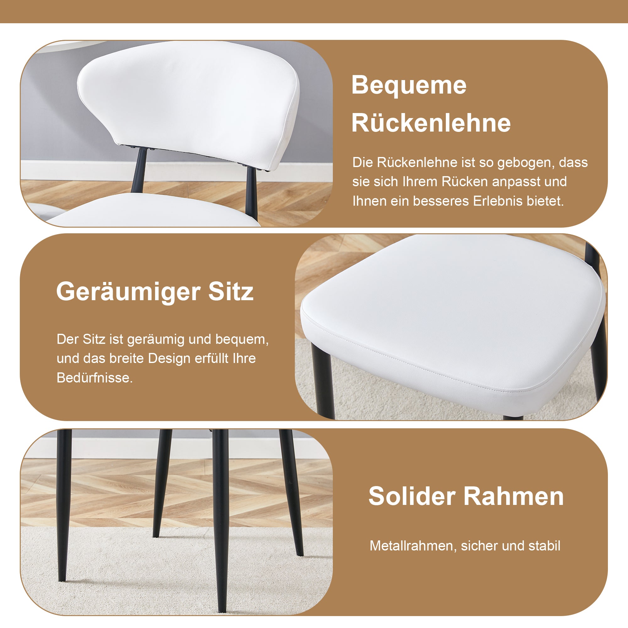 Modern Minimalist Round Table Set 100cm Diameter 4 Chairs Wood/White PU