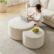 Coffee Table Set, 2-Piece Upholstered Round for Living Room, Foam