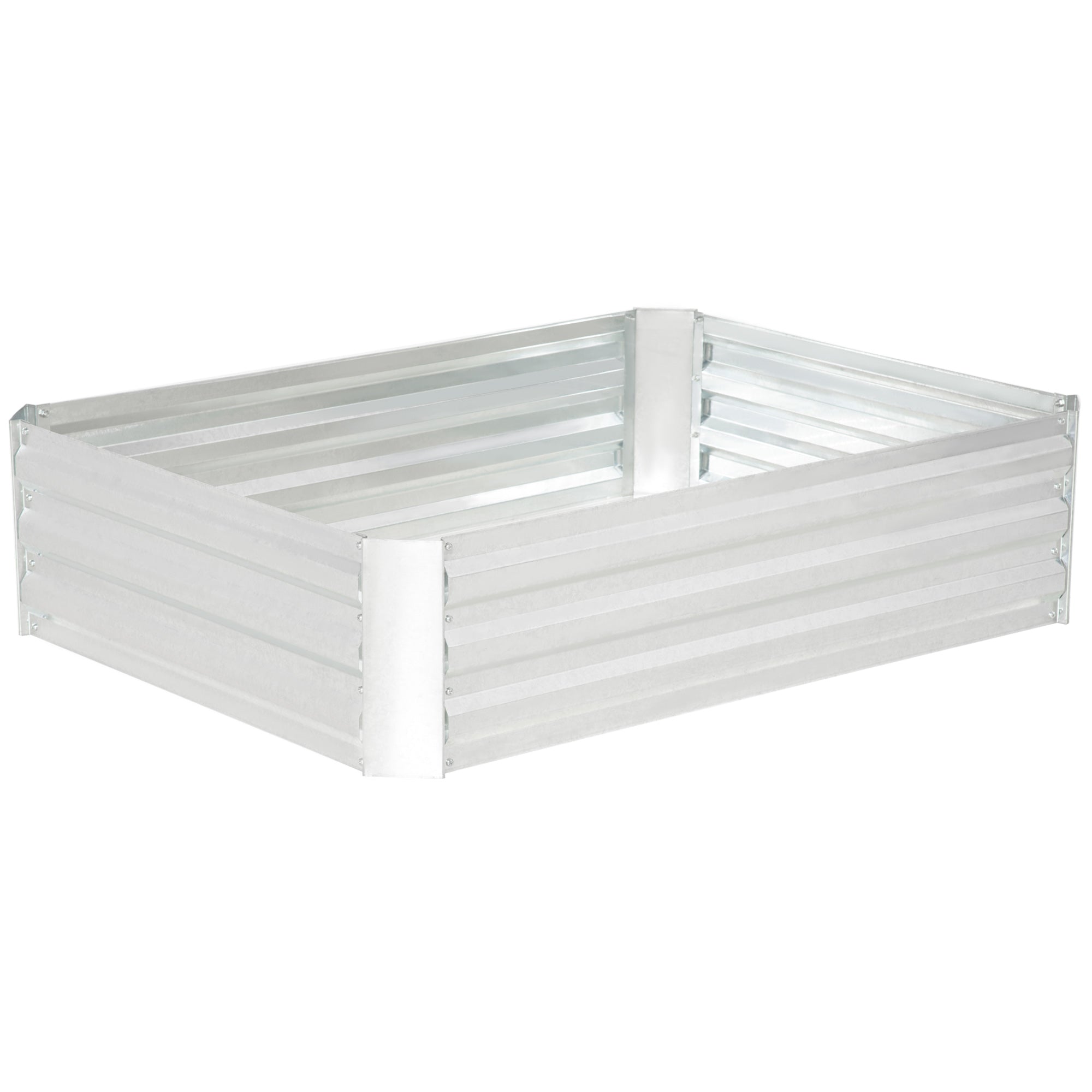 Raised Bed Galvanized Steel Planter, Silver