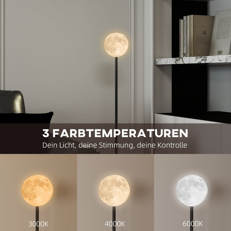 Floor Lamp Moon-Shade, Foot Switch, 3 Color Temperatures, Metal Black