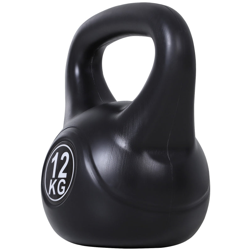 Kettlebell with 12kg Sand Filling for Beginners, Black