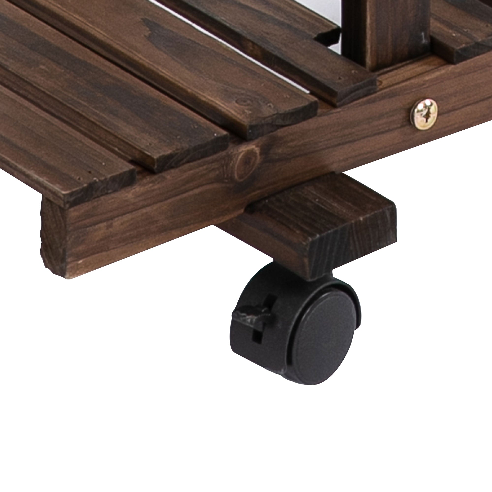 Flower Stand/Plant Shelf, Four-Tier, 123.5x33x80cm, Solid Charred Wood