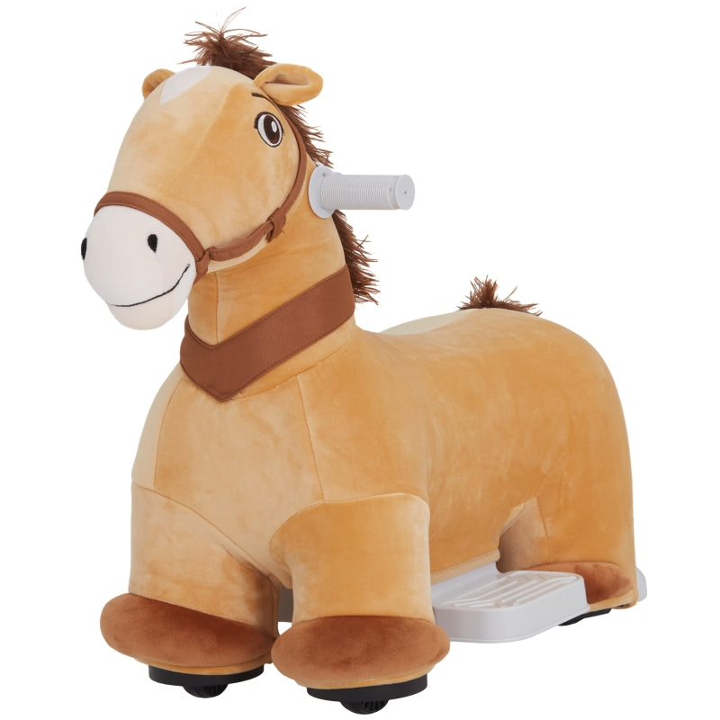 AIYAPLAY 6V Children's Electric Car Horse Shape with Music, Foot Pedal, Brown