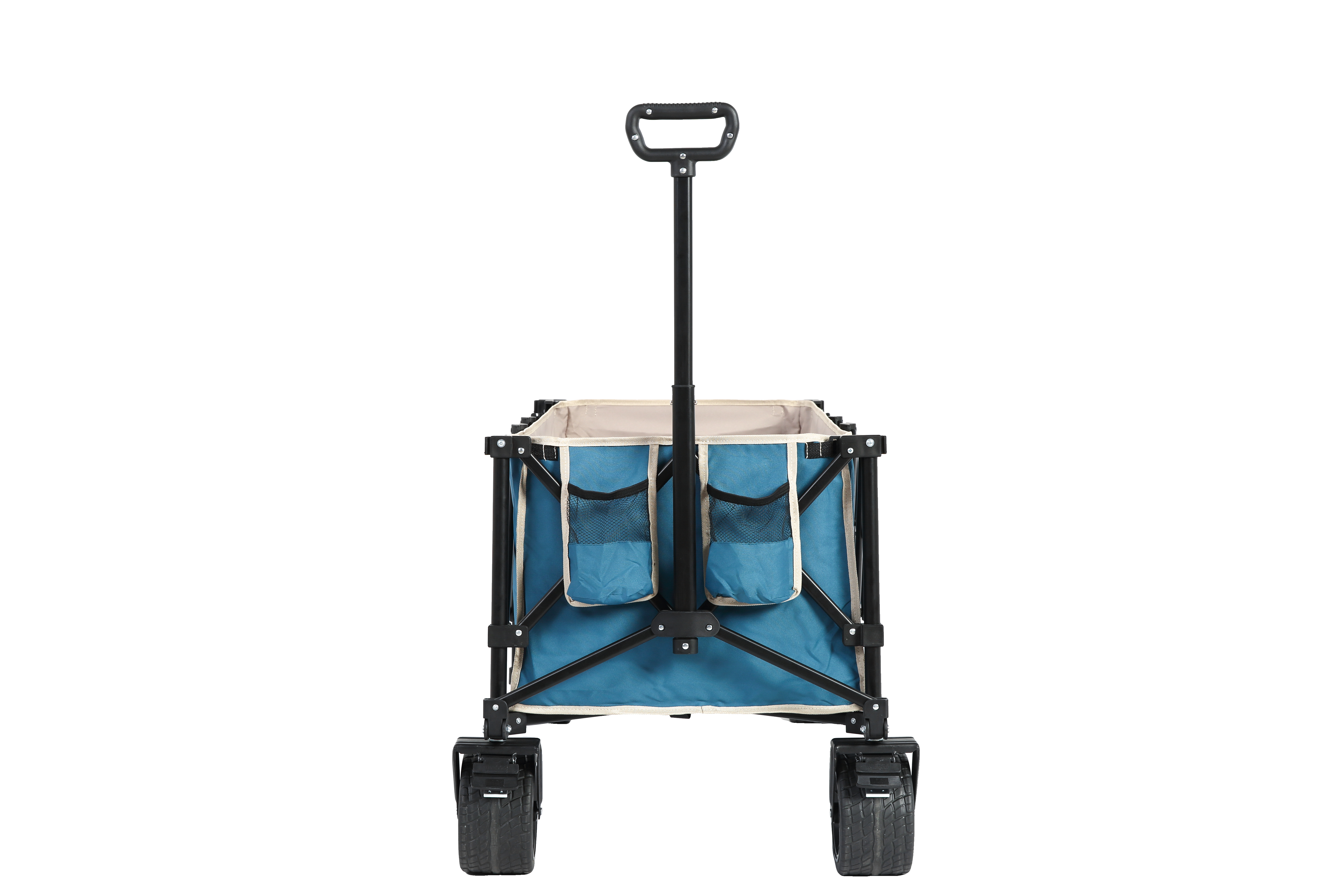 Foldable Extended Wagon, 220lbs Capacity, 300L Utility Garden Cart, All-Terrain Wheels, Blue