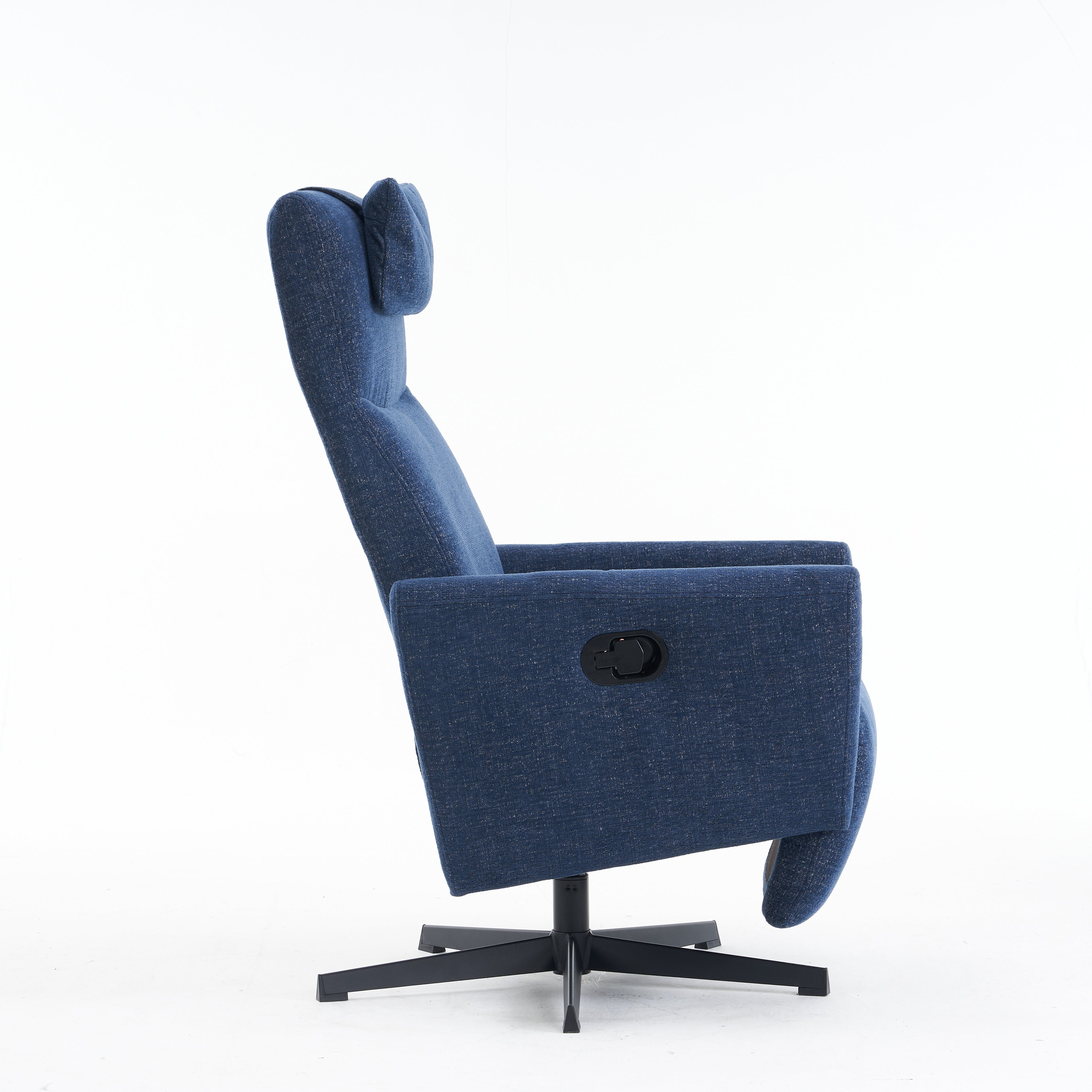 022 Upholstered Recliner with Pillow Padded Seat and Footrest, Chenille Fabric Blue