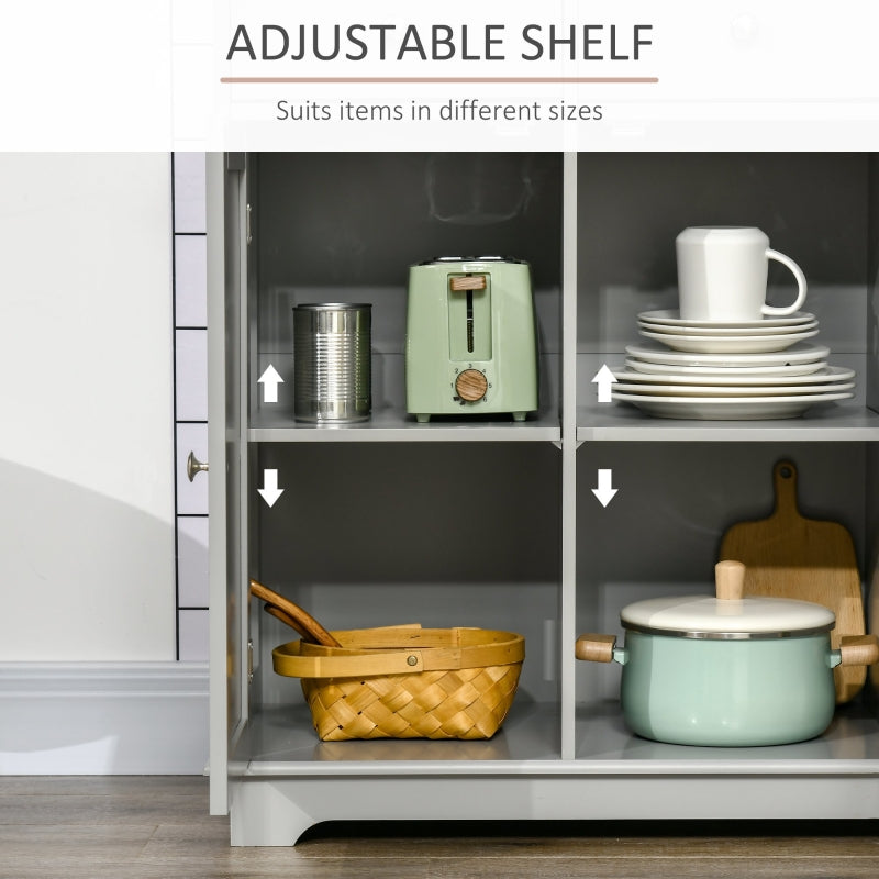 Sideboard Adjustable Shelves Rubberwood Top Grey