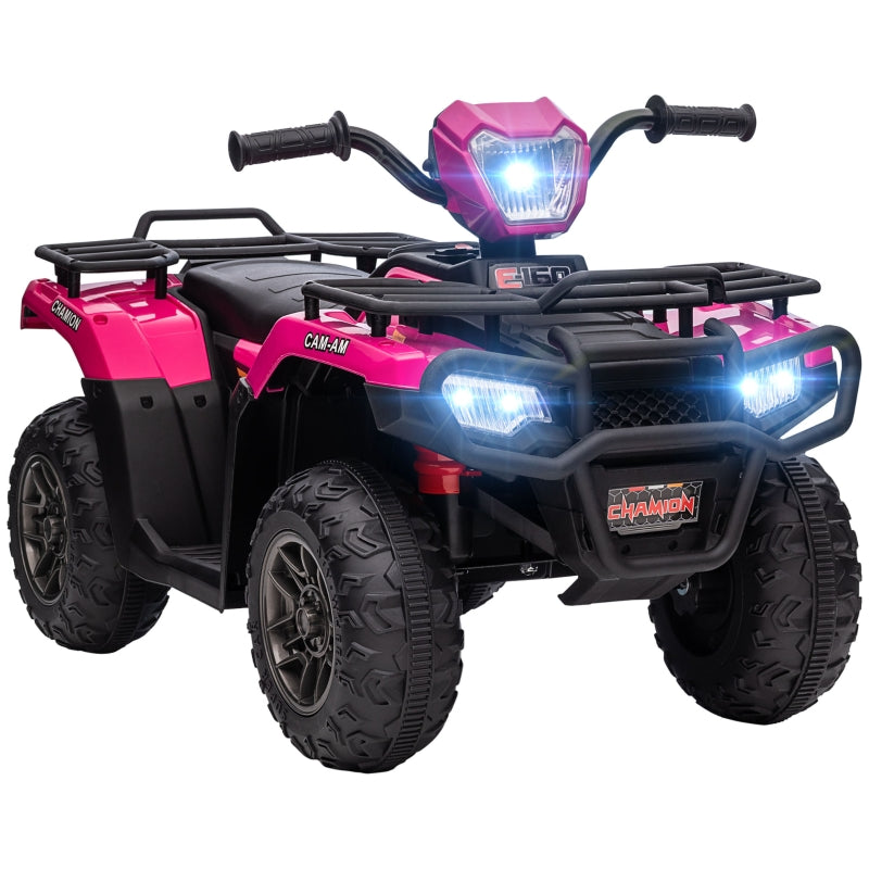 Kids Quad Bike, 12V Ride-On ATV with Music & LED Headlights - Pink