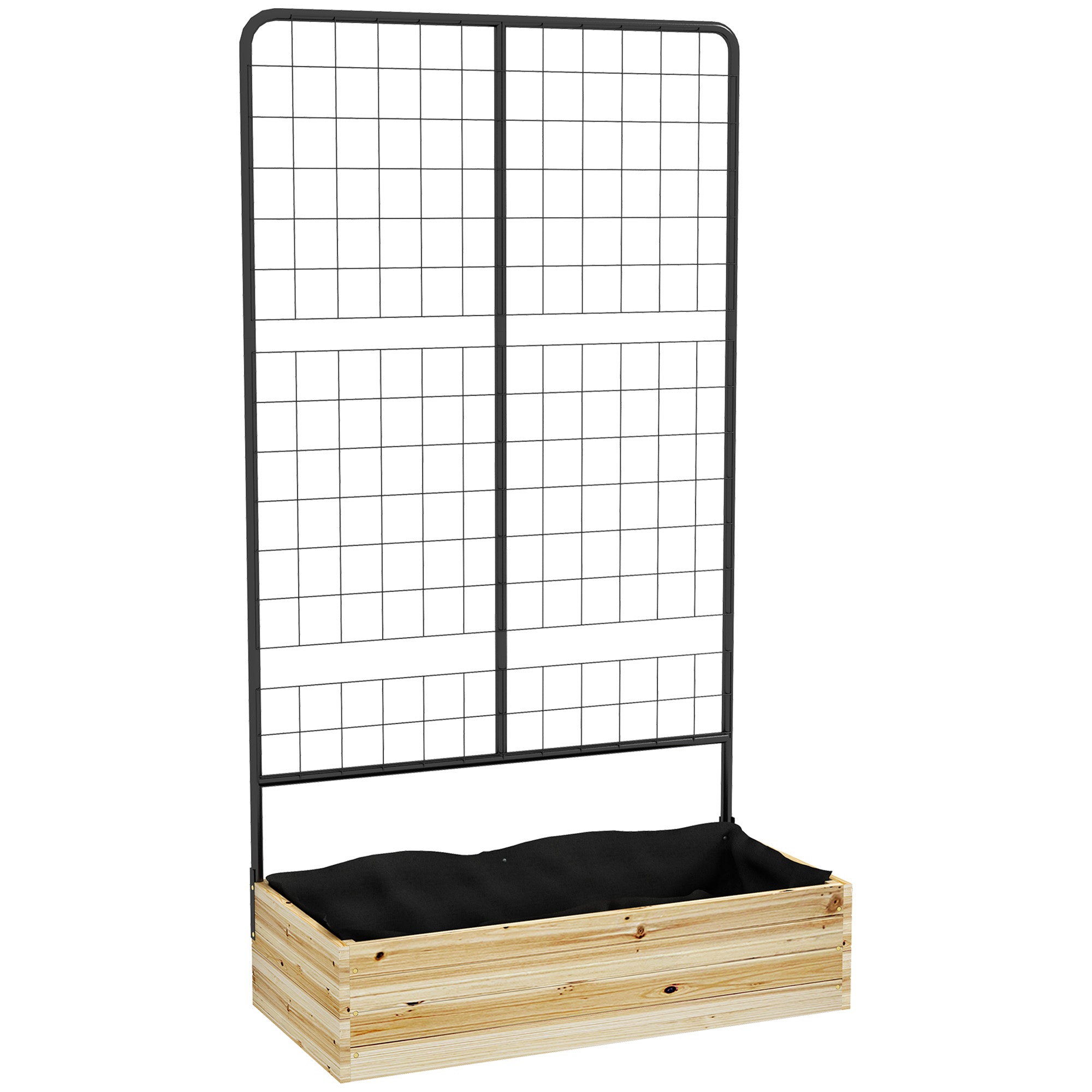 Raised Garden Bed Planter Trellis Herb Flower Box 80x38x145cm Natural Wood