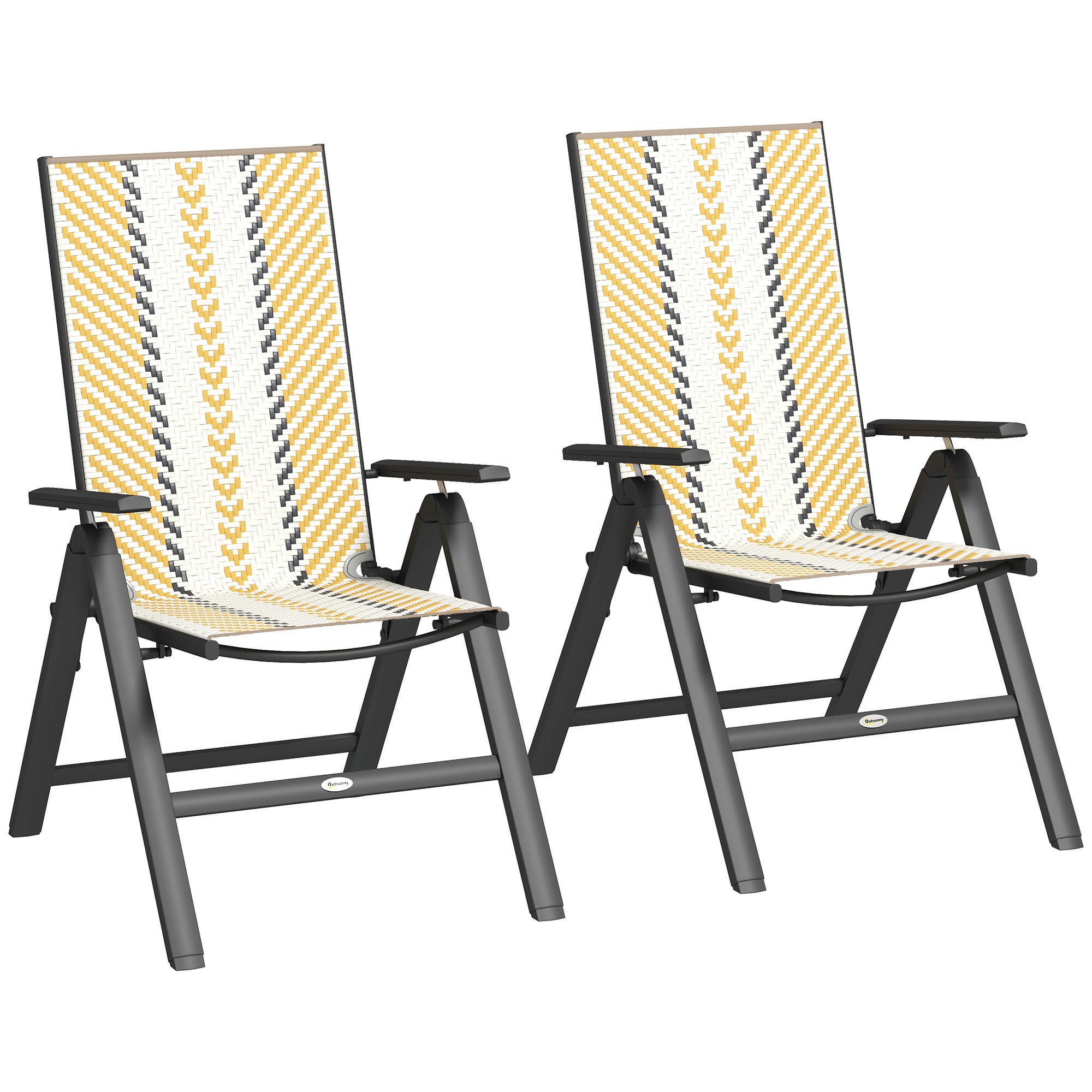 Set of Two Reclining Garden Chairs Rattan Multicolour