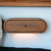 Solid Wood Bedside, Wall Mounted Round 1 Drawer, Dark Brown