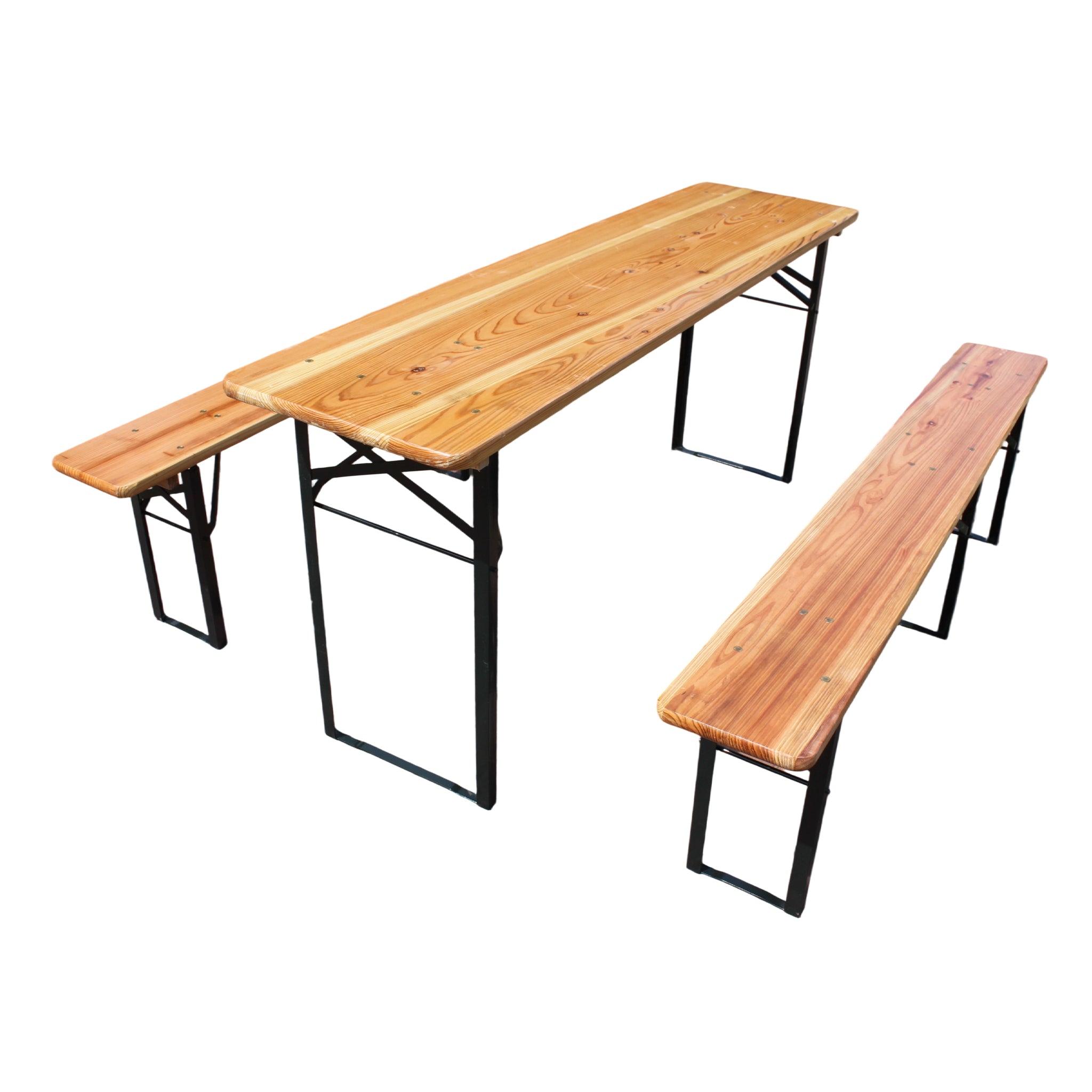 Foldable Beer Garden Set 175cm 3-Piece Table & Benches Solid Pine