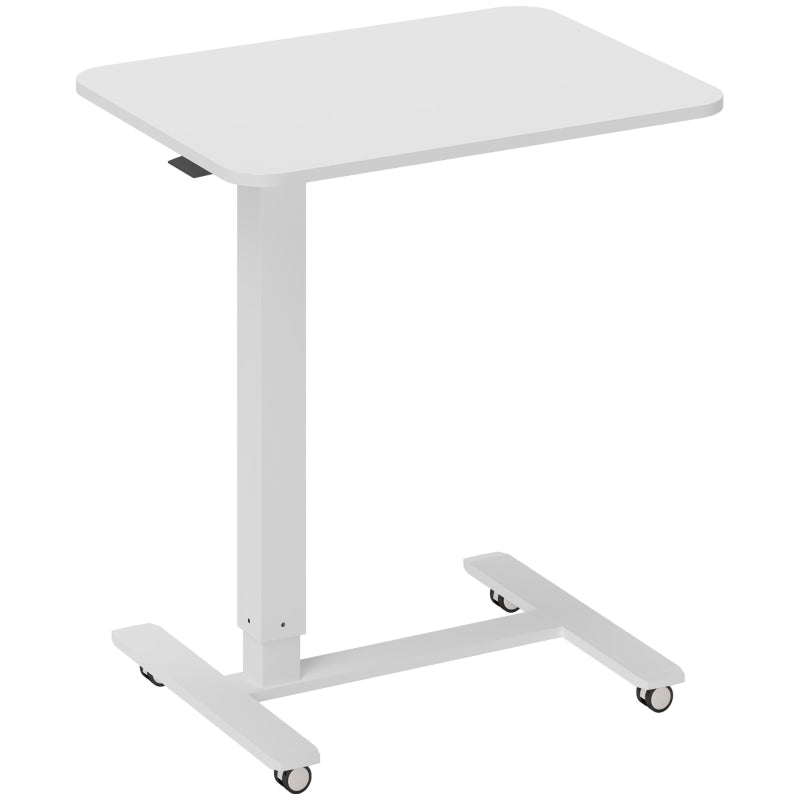 Height Adjustable Standing Desk, Pneumatic Mobile Sit Stand Laptop Table, White