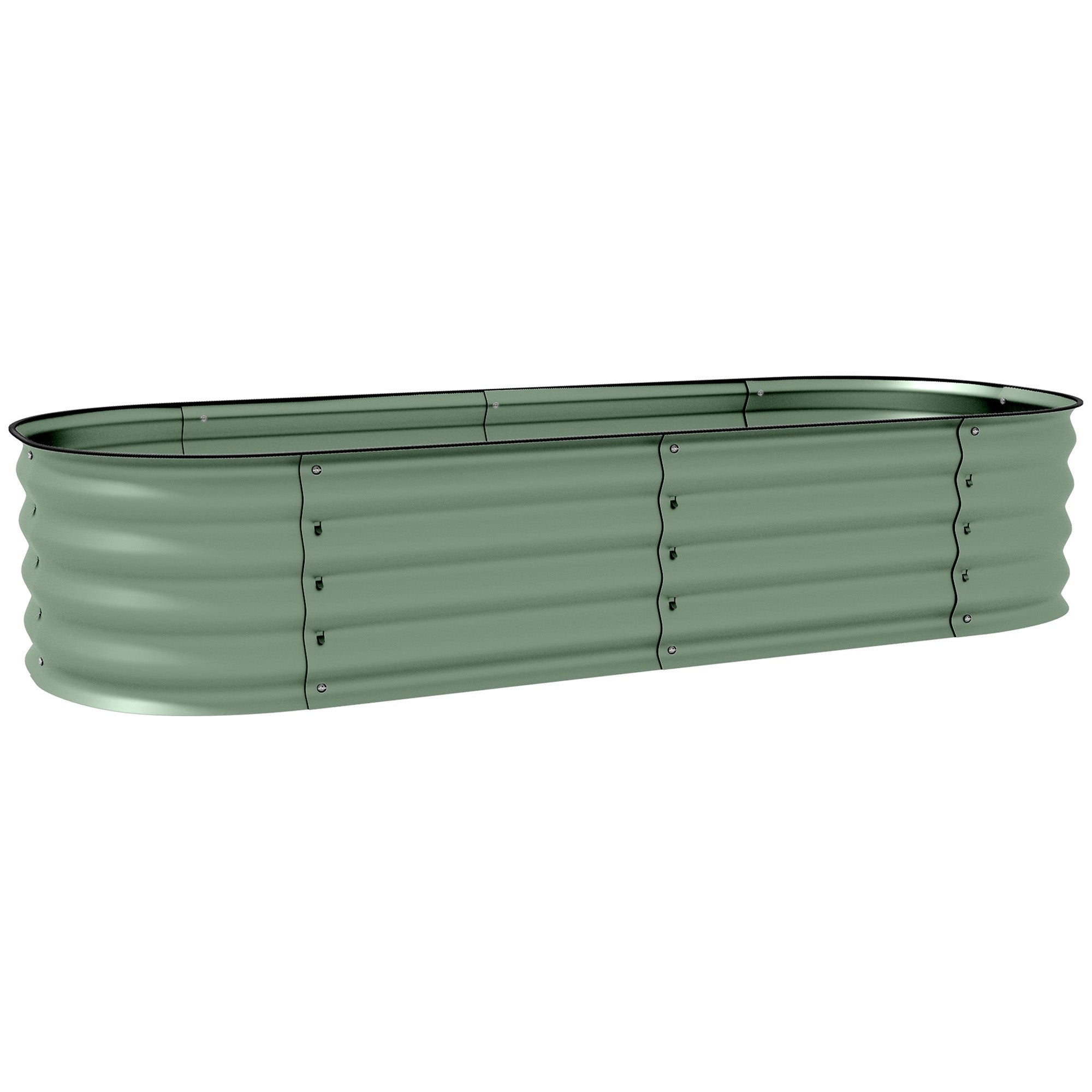 Galvanised Raised Garden Bed, Metal Planter Box with Safety Edging, Green
