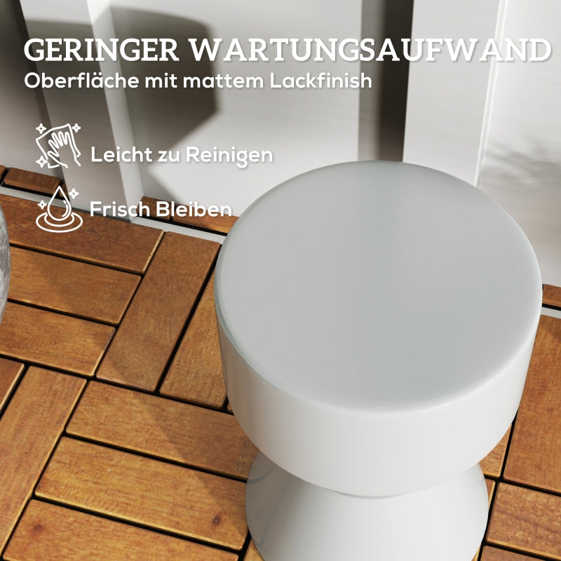 Ceramic Stool, Hourglass Shape, Weatherproof, Light Grey