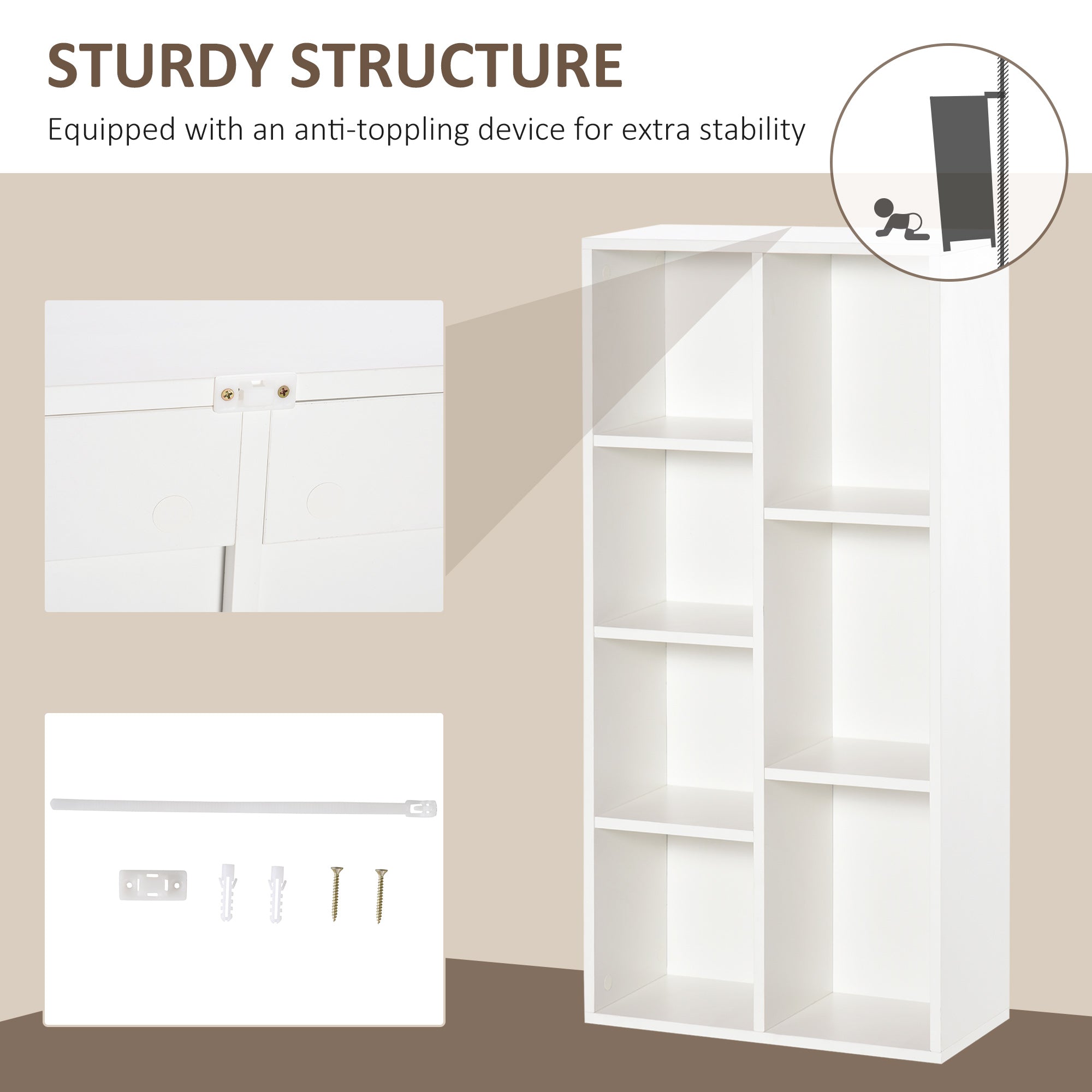 Bookcase Seven-Cube Storage White Wood Effect