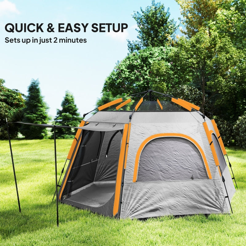 Instant Pop Up Camping Tent, Easy Setup Dome Family Tent, Waterproof & UV Protected, Light Grey