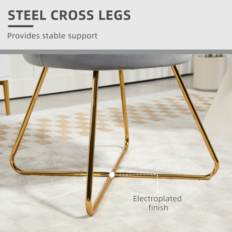 Accent Chair Lotus Petal Design Velvet-Feel Grey