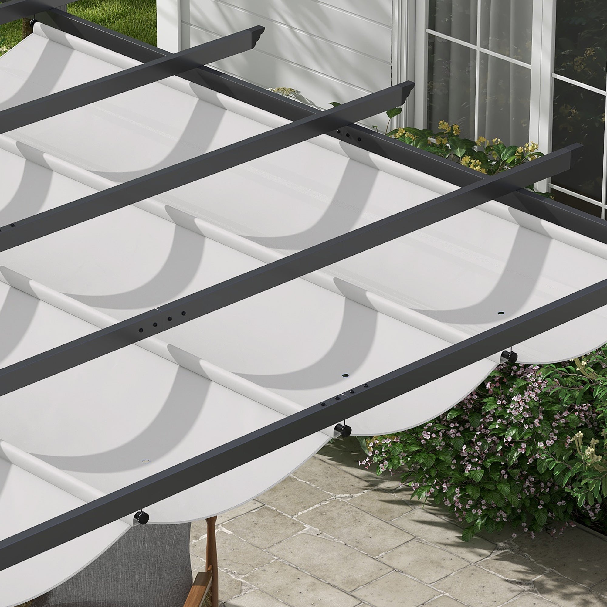 Aluminium Pergola Canopy Gazebo 3 x 3(m) Outdoor Garden Sun Shade Shelter - Light Grey