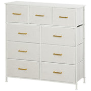 Chest of Drawers Sideboard 9 Fabric Drawers Storage Cabinet, Cream White