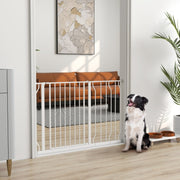 Wide Dog Safety Gate, Pressure Fit for Doorways, Hallways, Staircases - White